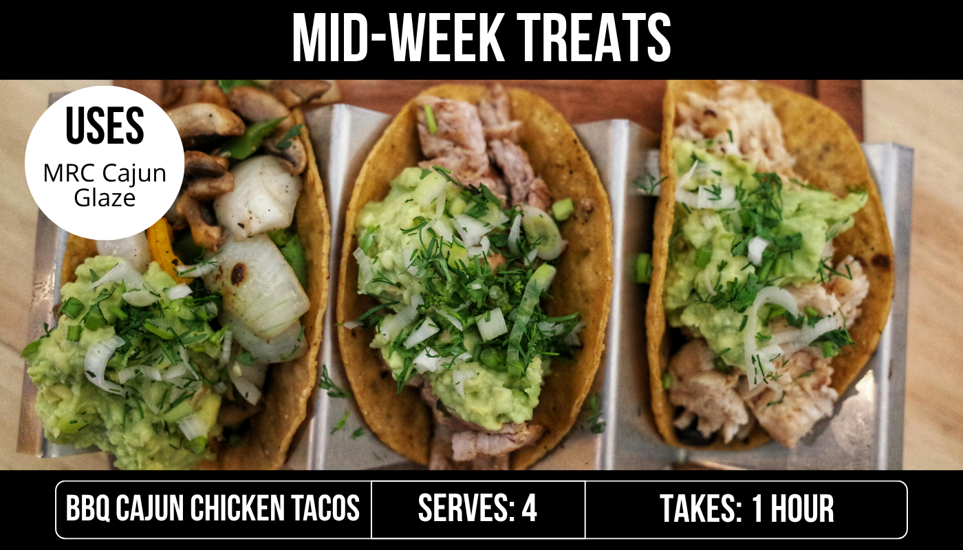 BBQ Cajun Chicken & Grilled Corn Tacos with Lime Crema: Recipe