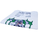 White degradable butchers design vest carrier folded over.