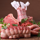 Cutlet frills on a rack of meat.