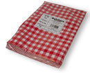 Wrapped red gingham vacuum pouches packed.