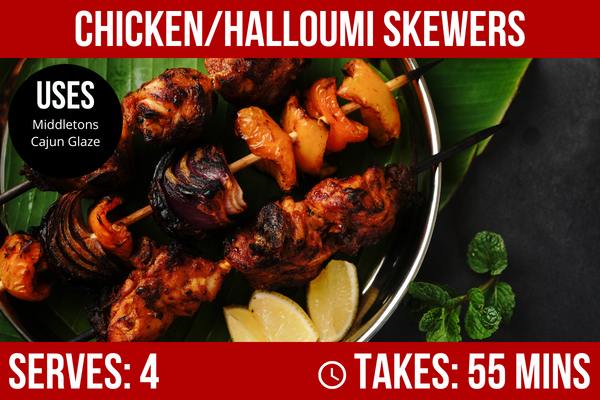 Chicken or Halloumi Skewers: Recipe