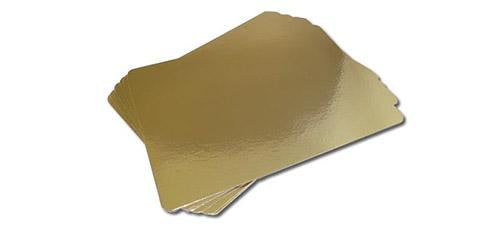 Stacked gold meat/salmon backing boards.