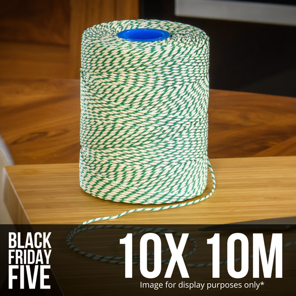 No.5 Green and White Butchers String/Twine – 10m Bundle of 10