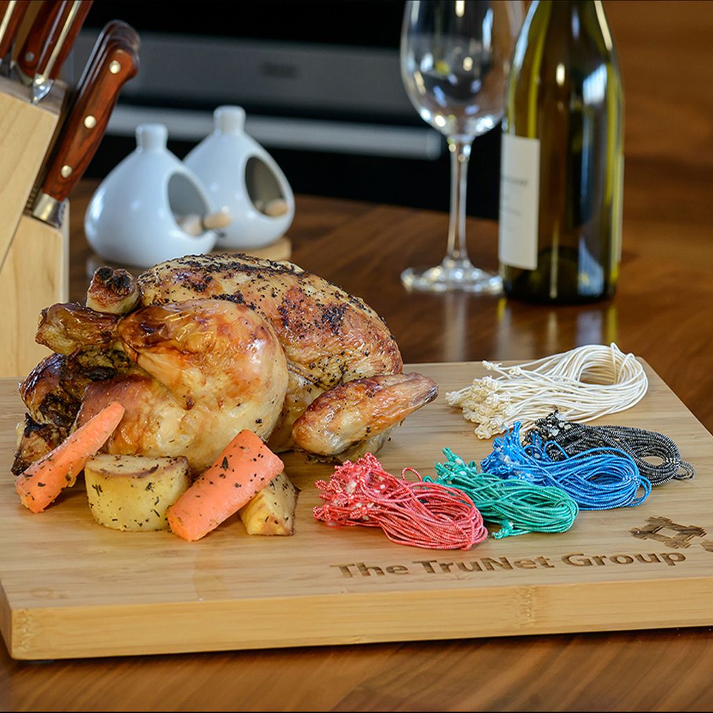 16cm Blue/White Elasticated Polyester Meat Ties/Poultry Loops (5,000 Per Bag)