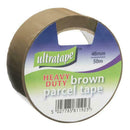 Ultratape 50m heavy duty brown parcel tape roll.