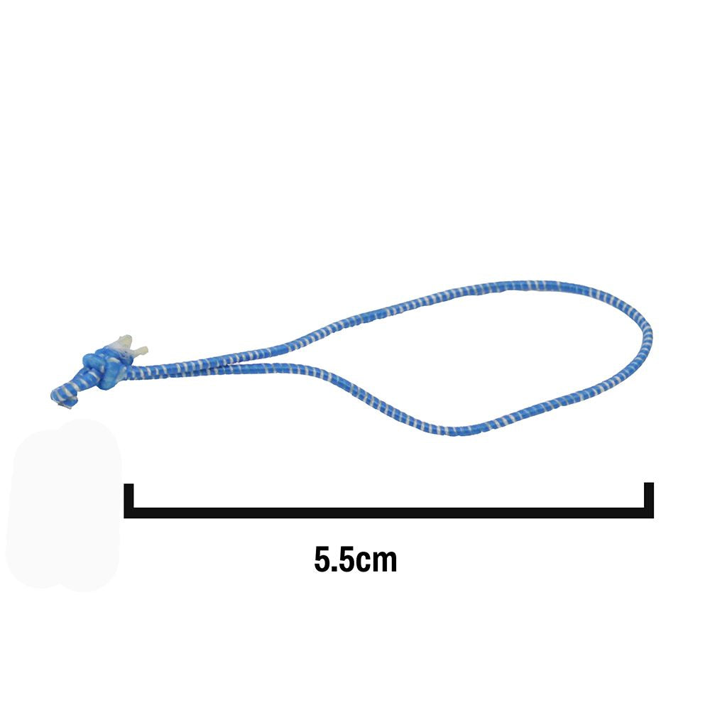 5.5cm Blue/White Elasticated Polyester Meat Ties/Poultry Loops (5,000 Per Bag)