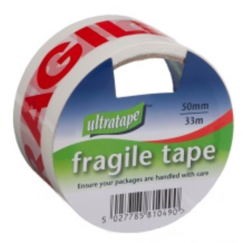 Ultratape 33m red/white fragile tape roll.