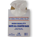 Open box of Stronghold high quality white HD counter bags.