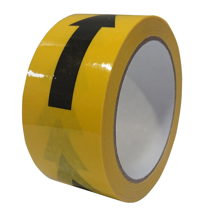 Black/yellow 33m tape with arrows on a roll.