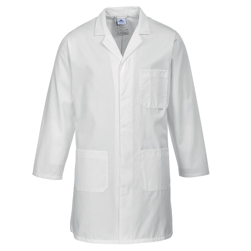 Poly-Cotton Gents White Butchers Coat (Small)