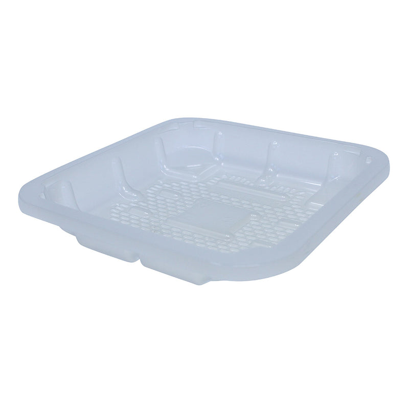 Square clear recyclable food tray.
