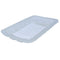 Small rectangular recyclable clear food tray with white meat saver soaker pad.