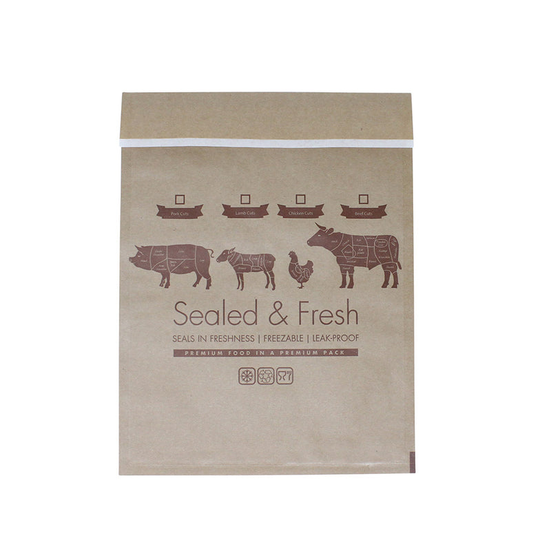 Medium sealed and fresh recyclable brown counter bag.