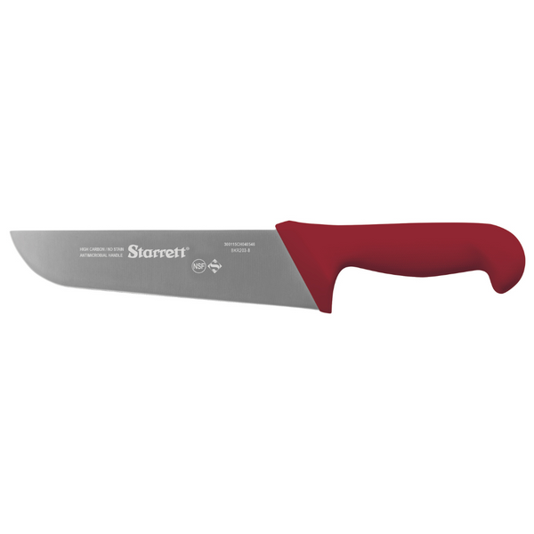 Butchers Knife 8" (200mm) Wide Straight (Red)