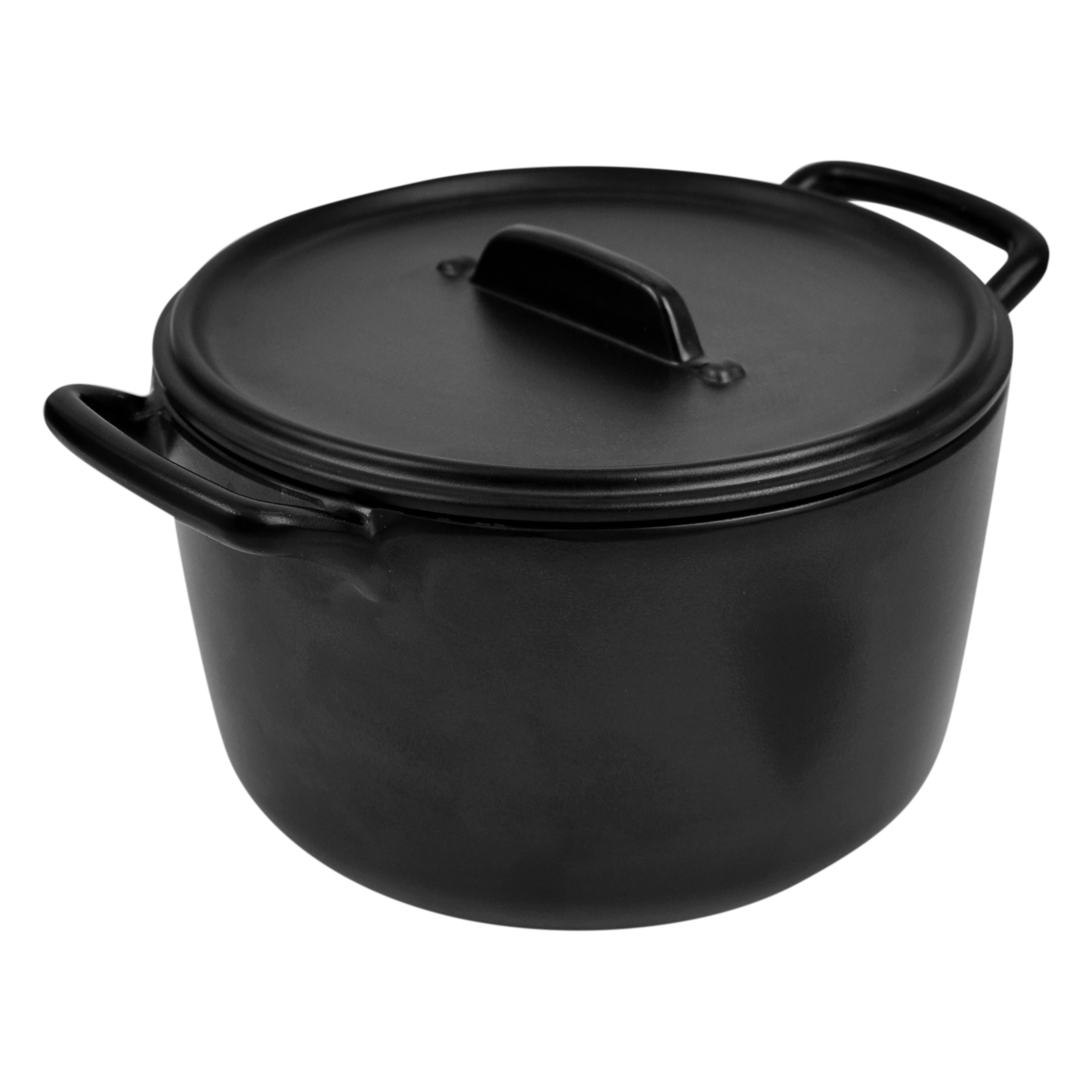 2L Stone Cast Casserole Pot - Black Melamine