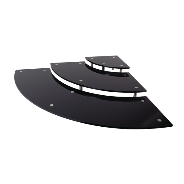 3-Tier Curved Display Tray Platter Riser System - Black Acrylic