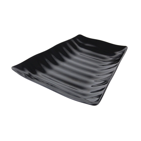 Curved Wavy Platter 270 x 275 x 38mm - Black Melamine