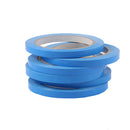 Stack of 6 blue bag sealing tapes on rolls.