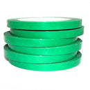 Stack of 6 green bag sealing tapes on rolls.