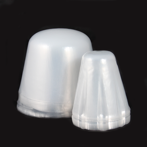 Small and large stacked bone/shank protection caps.